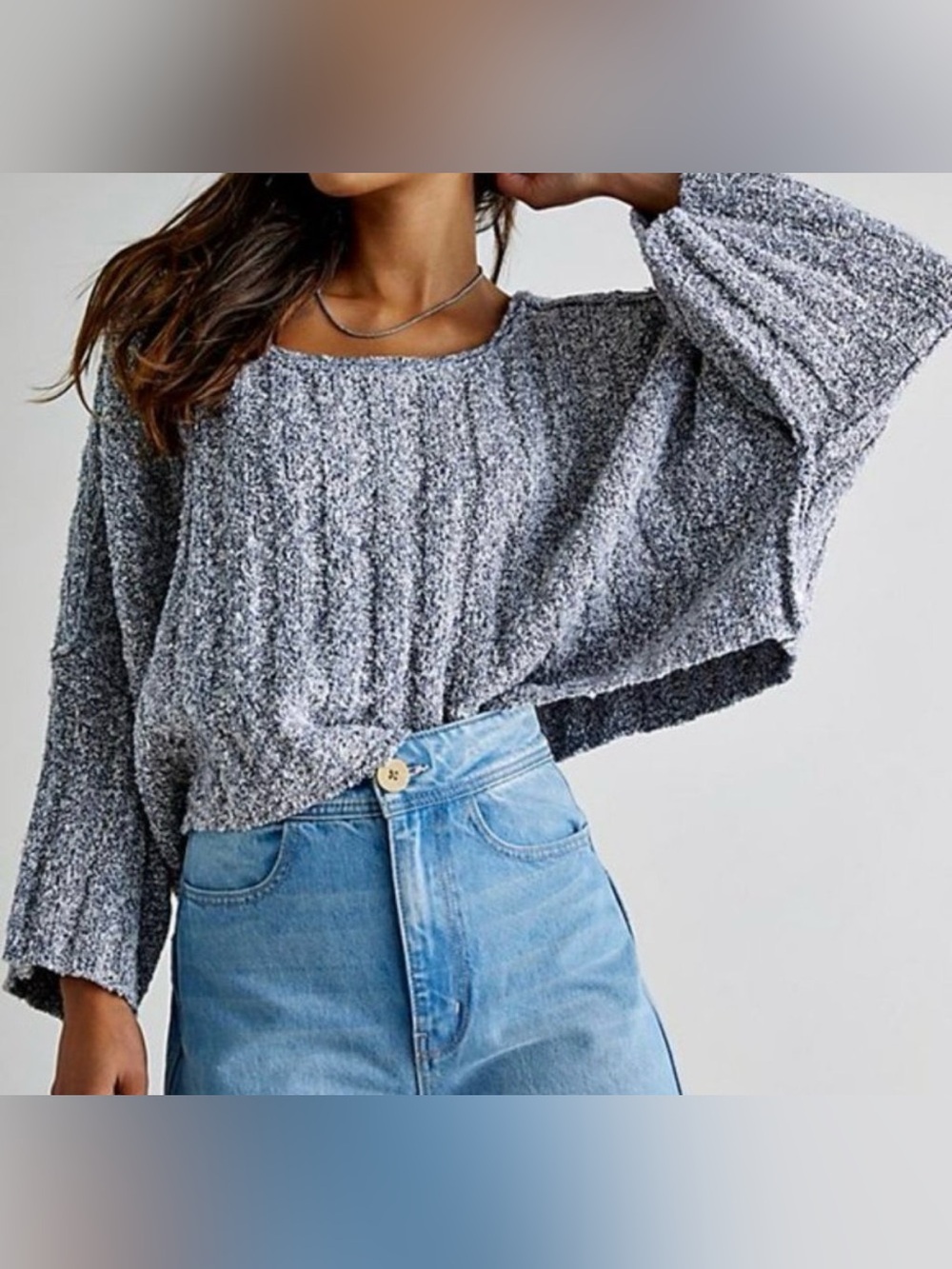 Free People Good Day Cropped Pullover Sweater Large